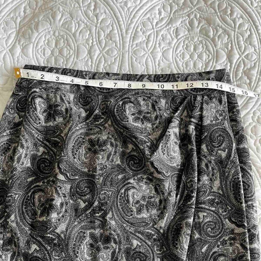 Talbots Gray Black Paisley Wrap Skirt Wool Blend Lined 6 Petite Excellent - Picture 10 of 11